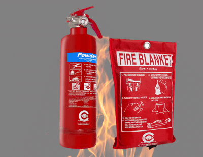 1kg extinguisher and fire blanket